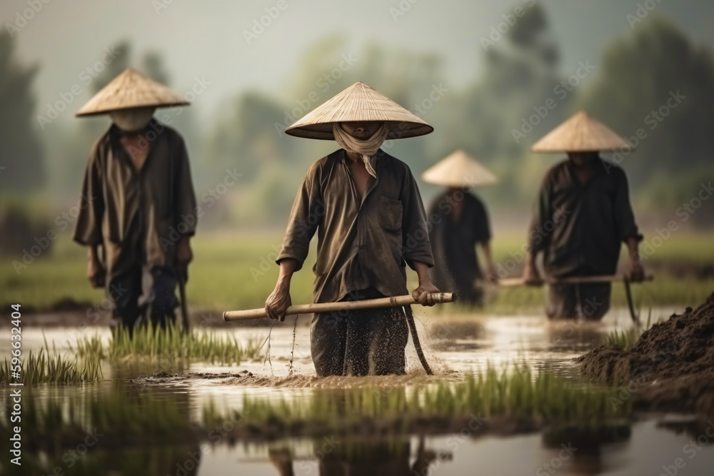 asian rice farmers, fictional persons created with generative ai Stock ...