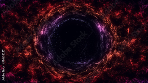 Abstract sci-fi tunnel. Wormhole absorbs cyberspace. 3D portal. Futuristic fantasy high-tech funnel. 3d rendering.