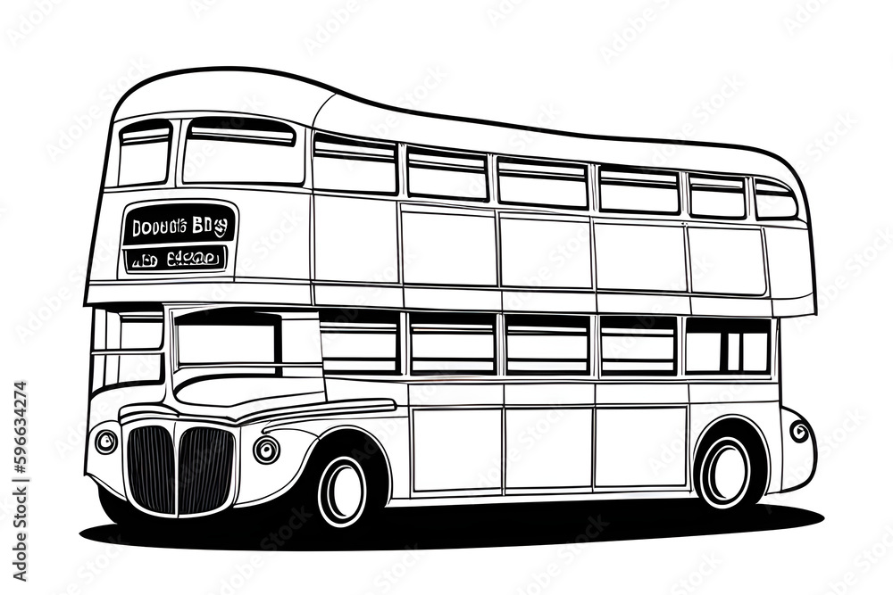 ai-generated illustration of a vintage double decker bus - obrazy, fototapety, plakaty 