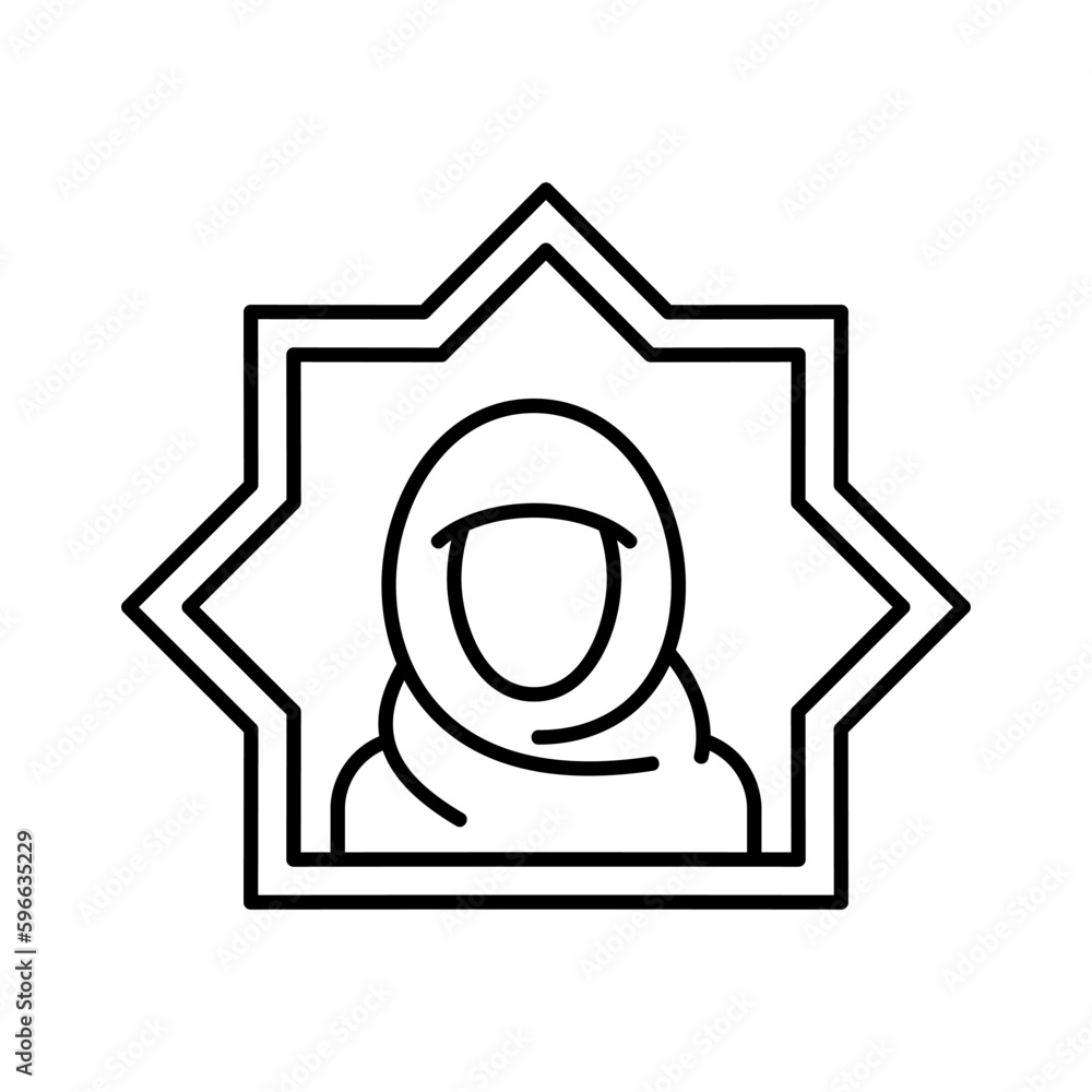 muslim female avatar islamic outline icon button vector illustration