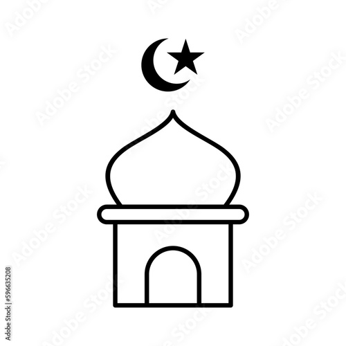 mosque with moon star islamic outline icon button vector illustration