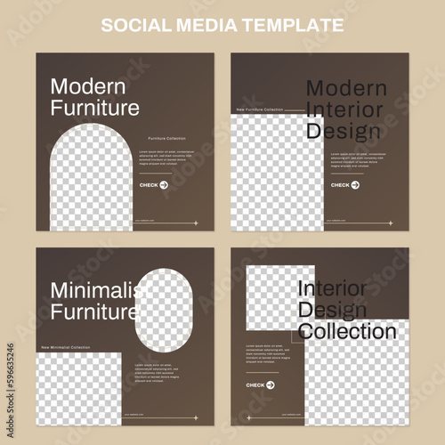 Vector furniture social media instagram post banner template collection