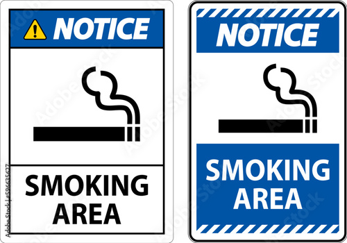 Sign showing allowed smoking area spots On White Background
