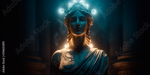 Greek goddess Aphrodite at ancient city. Generative AI