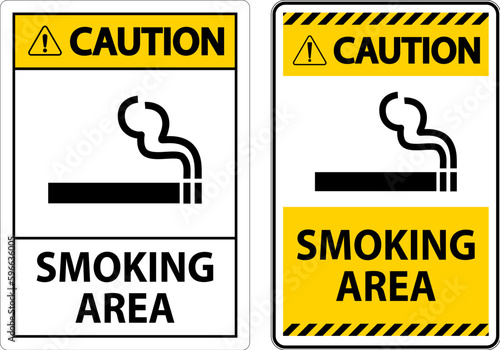 Sign showing allowed smoking area spots On White Background