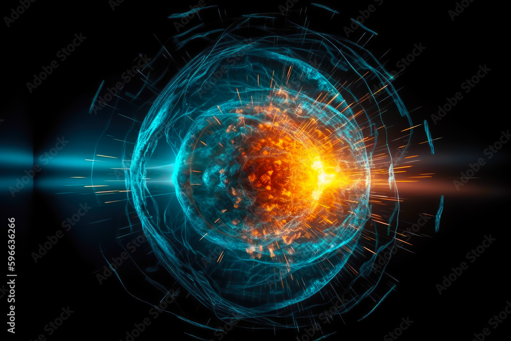 Obraz premium illustration of antimatter, matter versus antimatter, atomic and subatomica particles, generative ai