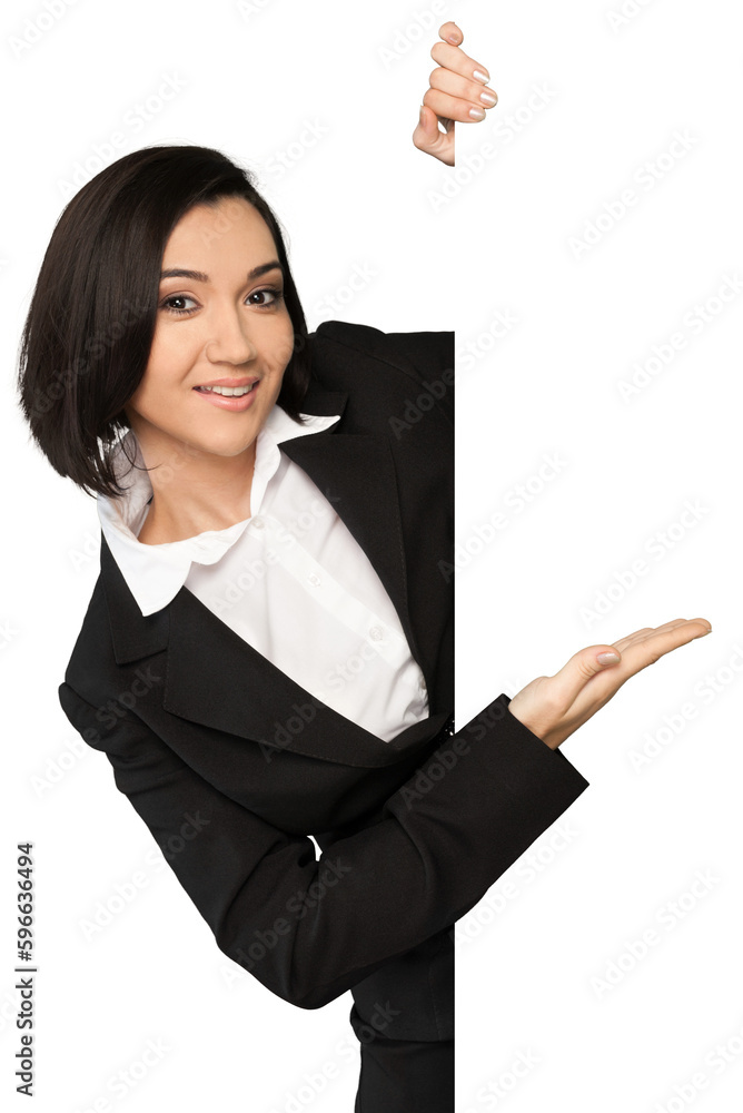 Portrait of a Businesswoman Behind Blank Wall Showing Empty Space Portrait of a Businesswoman Behind Blank Wall Showing Empty Space