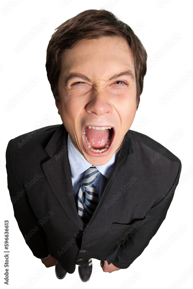 Businessman Standing and Screaming - Isolated Businessman Standing and Screaming - Isolated