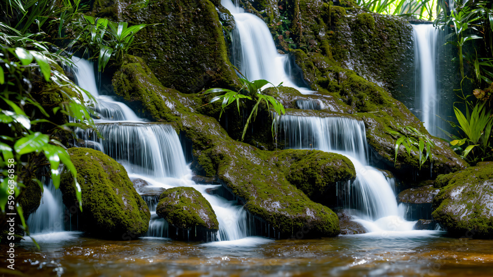 Obraz premium waterfall in the forest generative ai