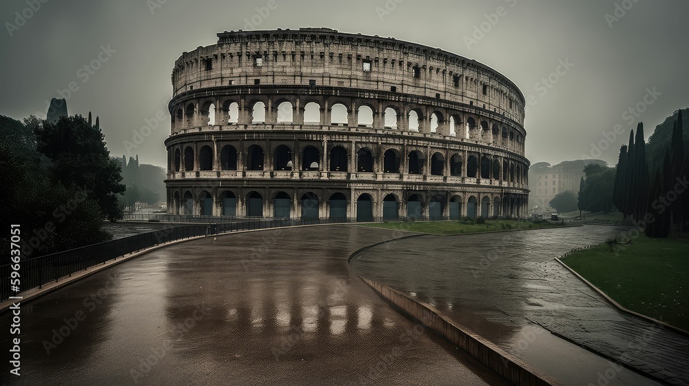 The Beauty of Spring at Colosseum in Rome: A Generative AI-Generated View