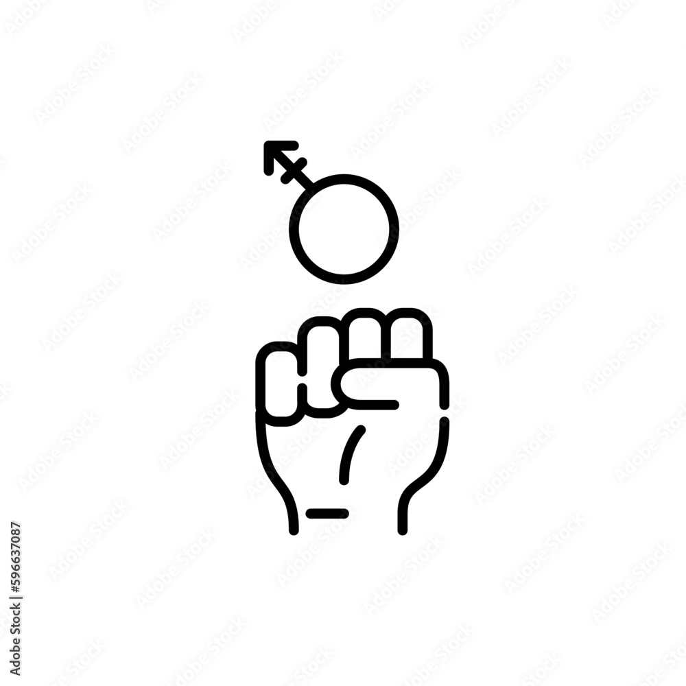 Fighting for LGBTQ rights. Fist raised for transgender people. Pixel perfect, editable stroke Fighting for LGBTQ rights. Fist raised for transgender people. Pixel perfect, editable stroke