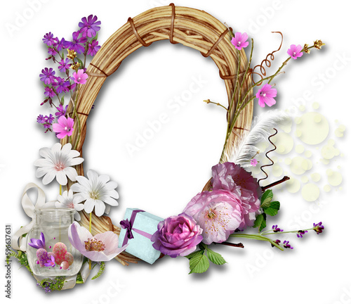 Colorful wild flower background with watercolor