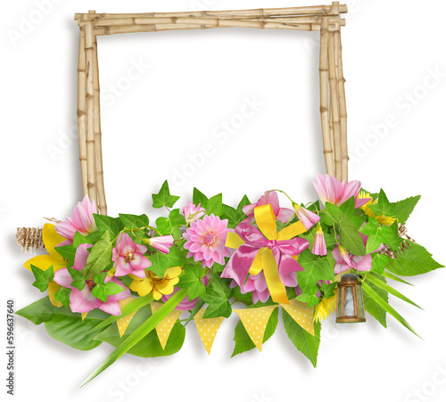 Colorful wild flower background with watercolor