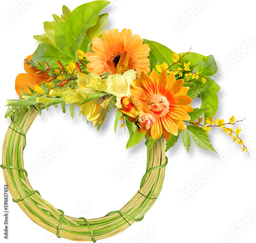 Colorful wild flower background with watercolor