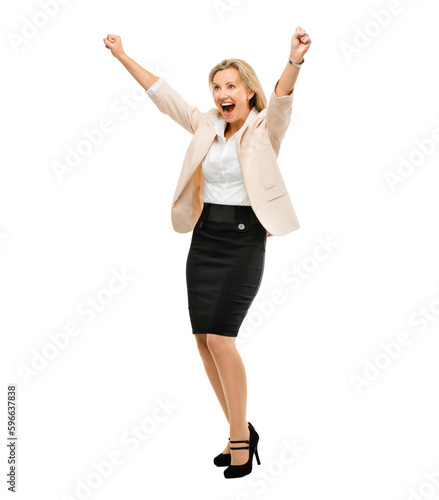 This day couldnt get any better. Shot of a mature businesswoman cheering against a studio background.