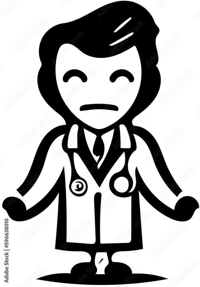 Doctor logo design in black and white, vector illustration of a physician Doctor logo design in black and white, vector illustration of a physician