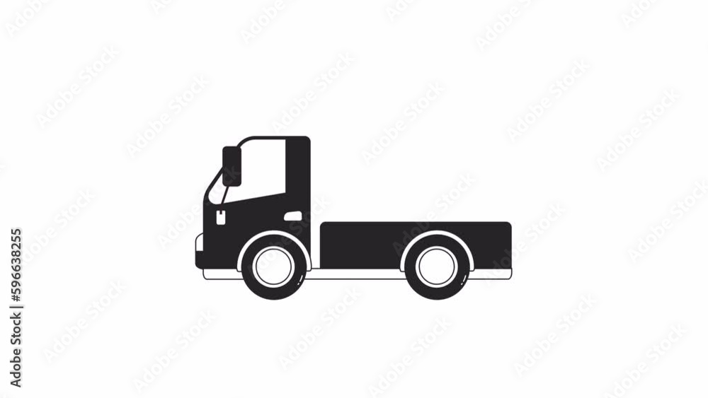 Animated bw van with open back. Black and white thin line icon 4K video footage for web design. Delivery truck with trunk isolated monochromatic flat object animation with alpha channel transparency Animated bw van with open back. Black and white thin line icon 4K video footage for web design. Delivery truck with trunk isolated monochromatic flat object animation with alpha channel transparency