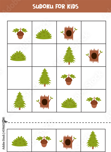 Educational sudoku game with cute woodland flora.