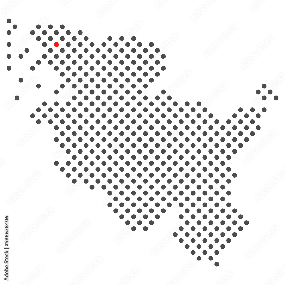 Niebüll im Bundesland Schleswig-Holstein: Karte aus dunklen Punkten mit roter Markierung
