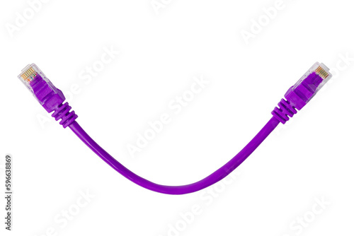 Isolated Patch Cord on White Background: Long Ethernet Cable for Network Connectivity photo