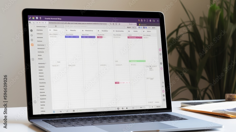 A computer screen with an open calendar, scheduling a virtual team meeting
A computer screen with an open calendar, scheduling a virtual team meeting