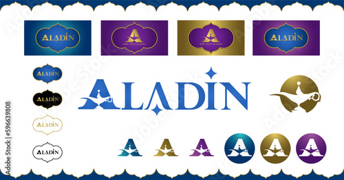 Letter A logo with the Aladdin's magic lamp. Theme property for theme party. Best for restaurant, fashion, Islamic and architecture logo.