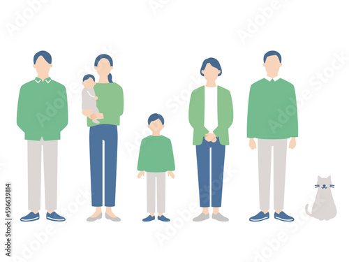 三世代家族の全身イメージ