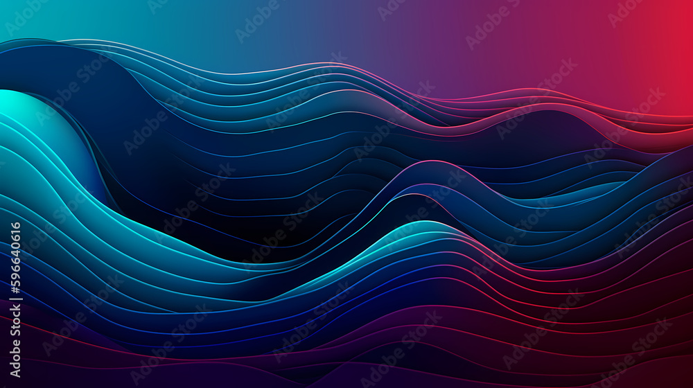 Fototapeta premium Wellenlinien Design Hintergrund Grafik / Blau Verlauf