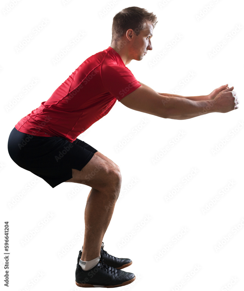 Young caucasian man exercising fitness workout lunges crouching Young caucasian man exercising fitness workout lunges crouching