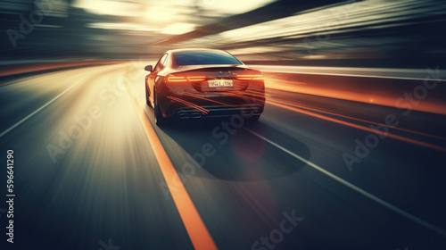 Car at high speed, motion blur created with generative AI technology © Neuroshock