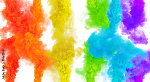 Magic smoke puffs of rainbow colors. Color 3D render abstract texture background. © Xenia Snowstorm