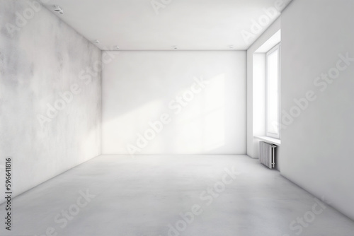 white interior window room design home wall background architecture empty plant light. Generative AI.