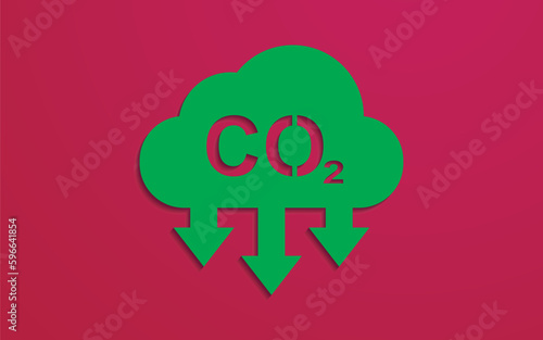Cloud with cut paper CO2 emission reduction symbol. Reducing CO2 emissions.