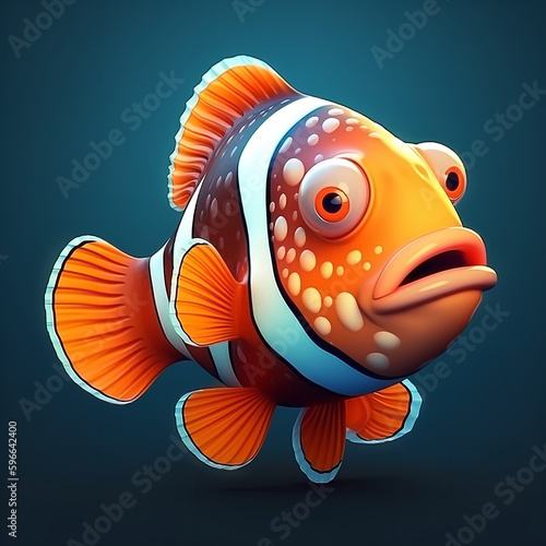 Cartoon clown fish Generative AI