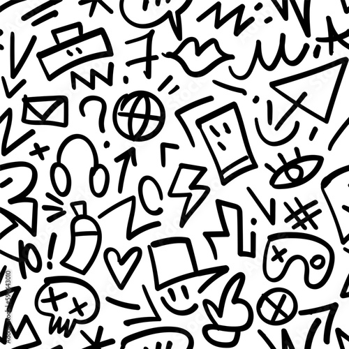 graffiti tags street style seamless vector pattern, background design element