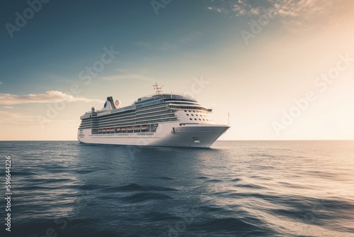 Cruise ship on vacation at sea. Generative AI