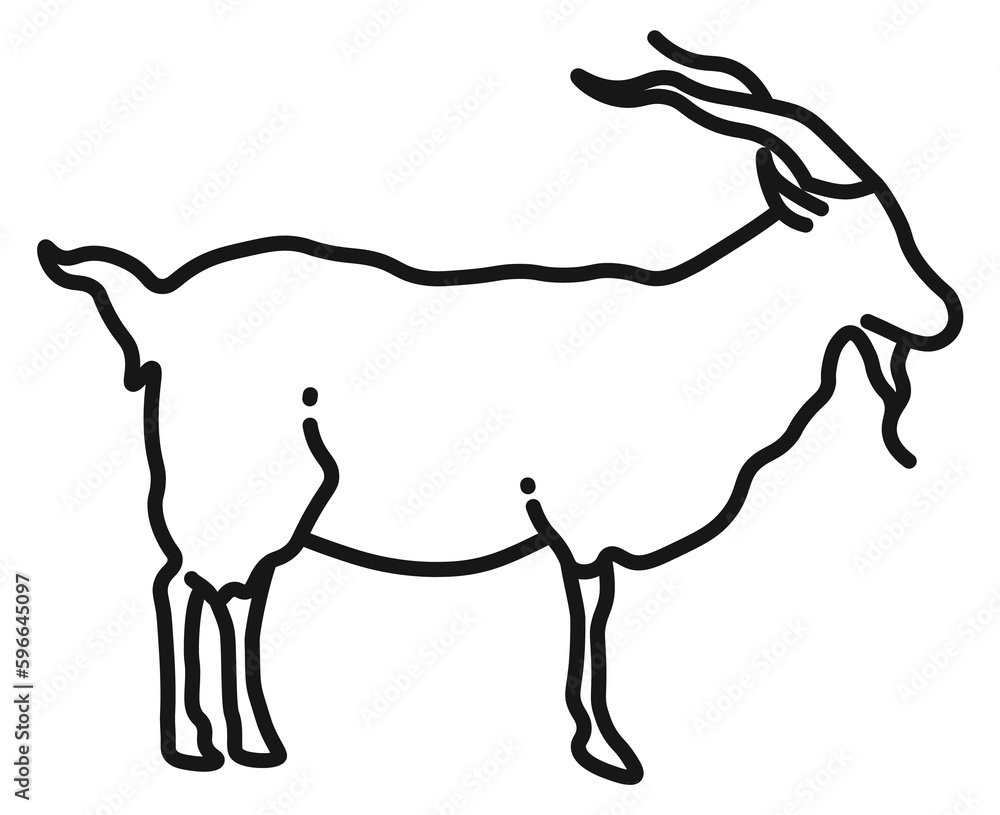 Goat icon. Long horn farm animal. Domestic fauna Goat icon. Long horn farm animal. Domestic fauna