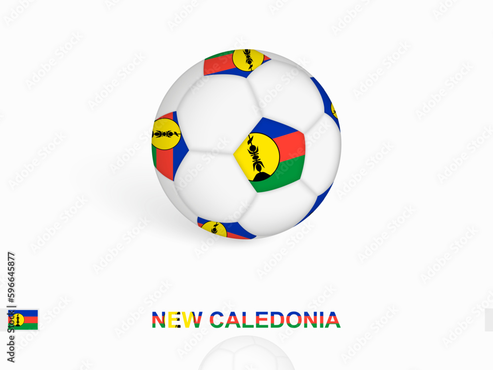 Soccer ball with the New Caledonia flag, football sport equipment.