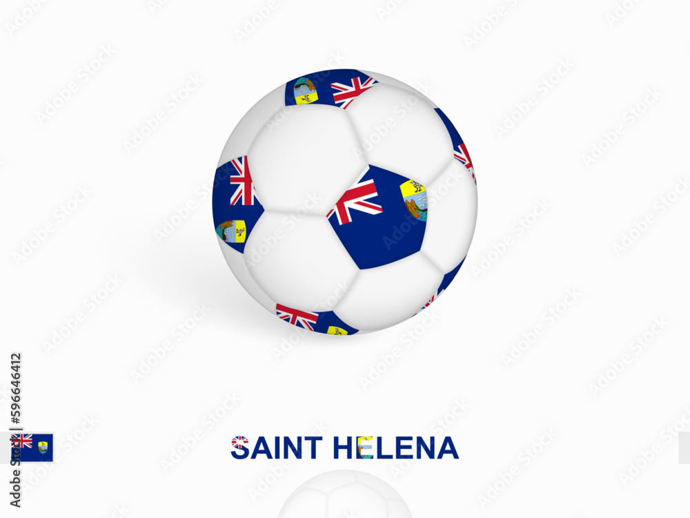 Soccer ball with the Saint Helena flag, football sport equipment.