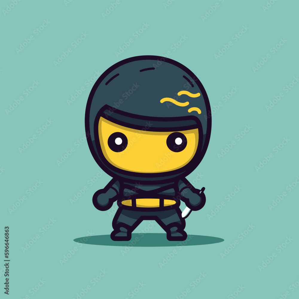 Cute kawaii ninja chibi mascot vector cartoon style Cute kawaii ninja chibi mascot vector cartoon style
