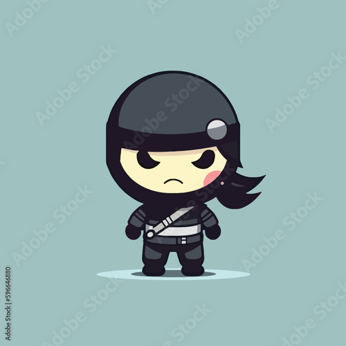 Cute kawaii ninja chibi mascot vector cartoon style