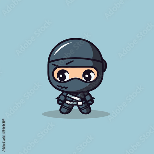 Cute kawaii ninja chibi mascot vector cartoon style