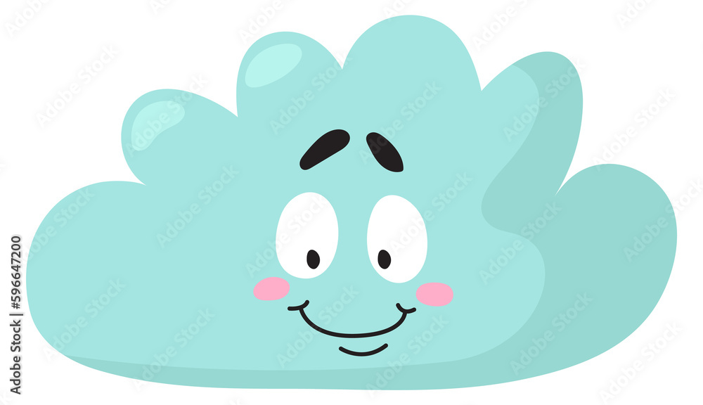 Cloud with happy face expression. Smile comic emoji Cloud with happy face expression. Smile comic emoji
