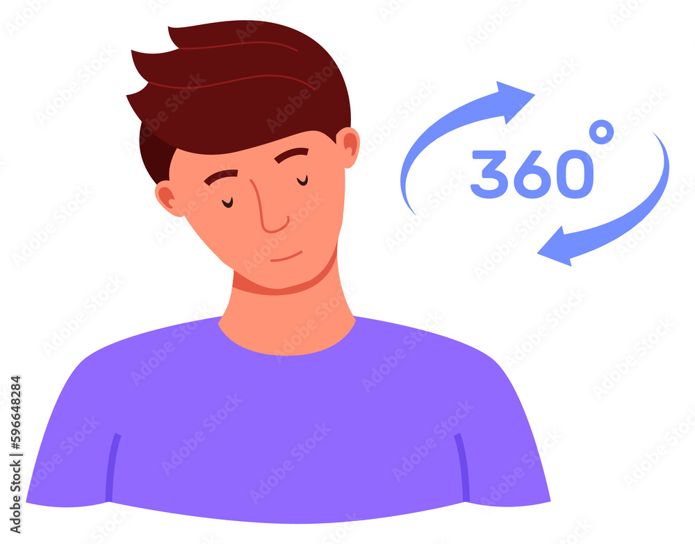 Neck rotation exercise. Body stretch workout infographic