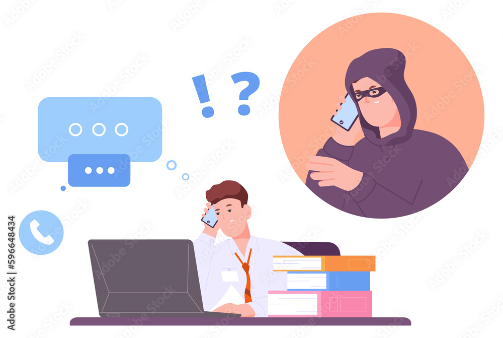 Phone fraud. Money theft. Hacker phishing data Phone fraud. Money theft. Hacker phishing data
