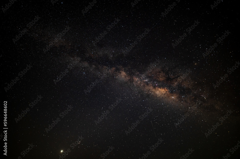 Starry in Dark galaxy universe stars background.Bright stars milky way and deep black night sky.