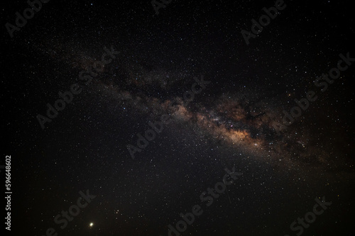 Starry in Dark galaxy universe stars background.Bright stars milky way and deep black night sky.