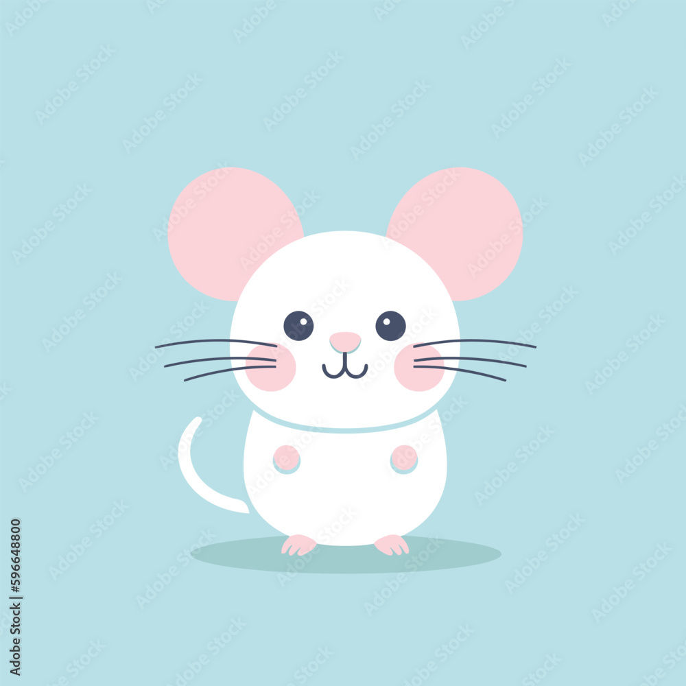 Cute kawaii rat chibi mascot vector cartoon style
