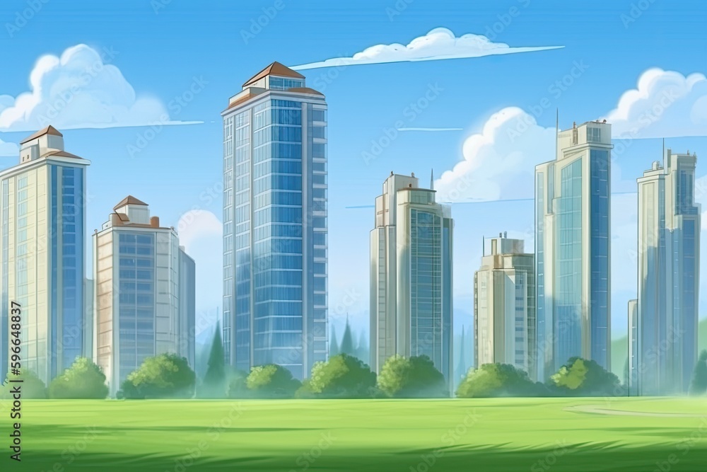 Fototapeta premium bustling metropolis with towering skyscrapers. Generative AI