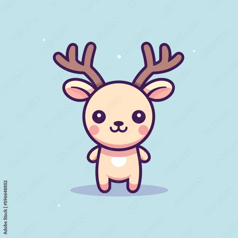 Cute kawaii reindeer chibi mascot vector cartoon style Cute kawaii reindeer chibi mascot vector cartoon style
